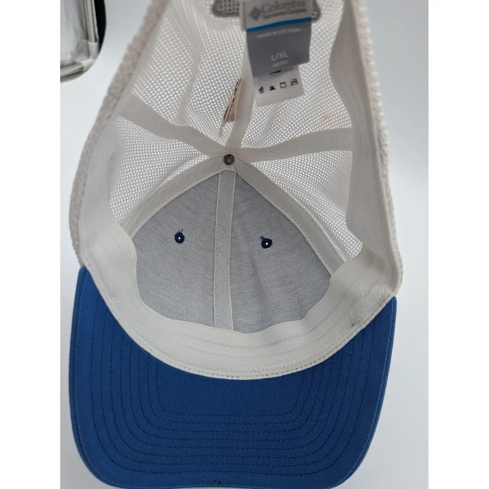 Columbia PFG Mesh Ball Cap Blue White Fishing Hat L/XL CU5367